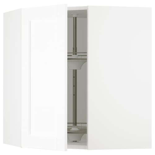 SEKTION Arm pared esquina+estante giratorio, blanco Enköping/blanco efecto madera, 26x15x30 "