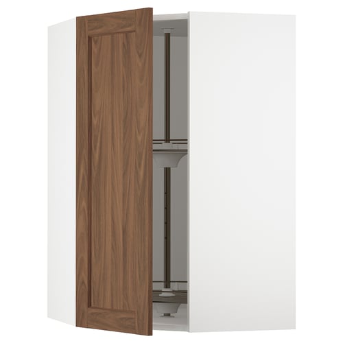 SEKTION Arm pared esquina+estante giratorio, blanco Enköping/marrón efecto de nogal, 26x15x40 "