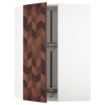 SEKTION Arm pared esquina+estante giratorio, blanco Hasslarp/marrón diestro, 26x15x40 "