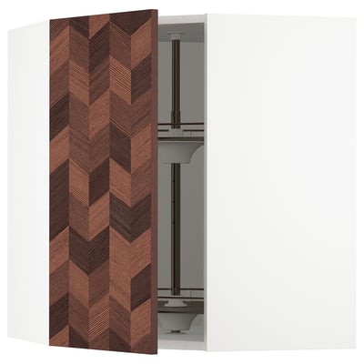 SEKTION Arm pared esquina+estante giratorio, blanco Hasslarp/marrón zurdo, 26x15x30 "