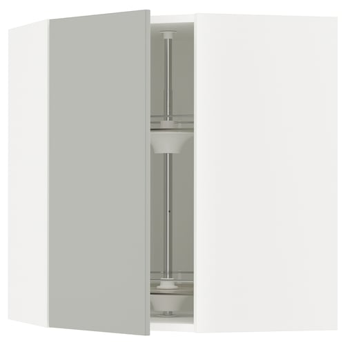 SEKTION Arm pared esquina+estante giratorio, blanco/Havstorp gris claro, 26x15x30 "