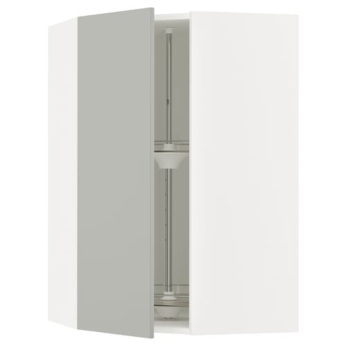 SEKTION Arm pared esquina+estante giratorio, blanco/Havstorp gris claro, 26x15x40 "
