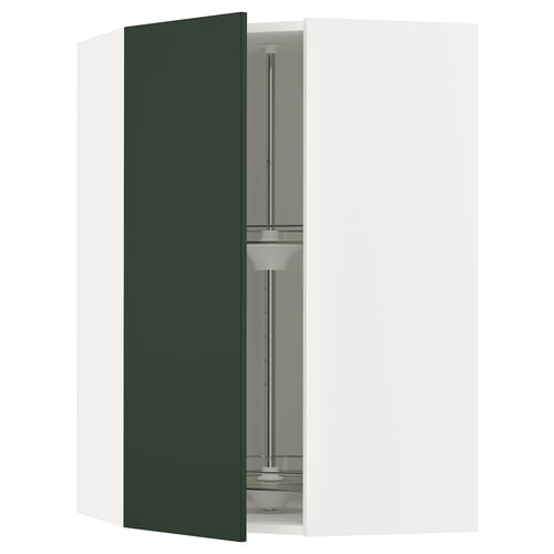 SEKTION Arm pared esquina+estante giratorio, blanco/Havstorp verde oscuro, 26x15x40 "