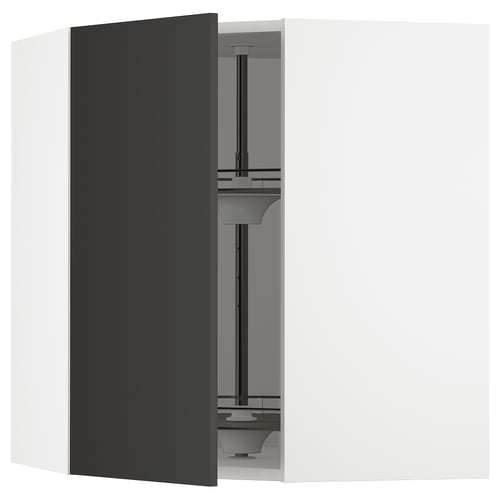 SEKTION Arm pared esquina+estante giratorio, blanco/Nickebo antracita mate, 26x15x30 "