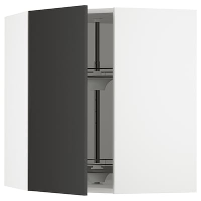 SEKTION Arm pared esquina+estante giratorio, blanco/Nickebo antracita mate, 26x15x30 "