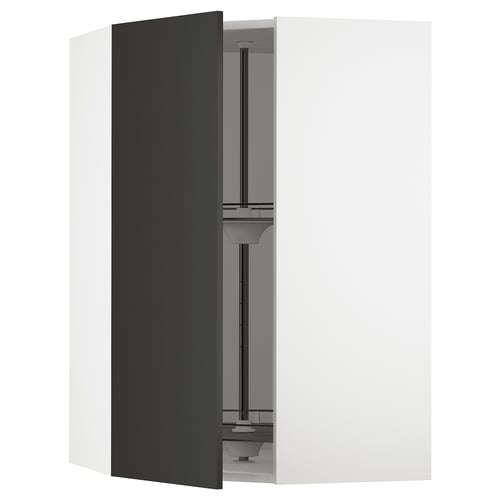 SEKTION Arm pared esquina+estante giratorio, blanco/Nickebo antracita mate, 26x15x40 "
