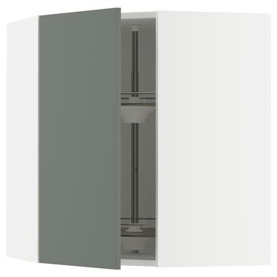 SEKTION Arm pared esquina+estante giratorio, blanco/Nickebo verde grisáceo mate, 26x15x30 "