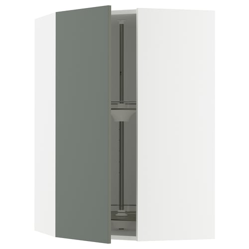 SEKTION Arm pared esquina+estante giratorio, blanco/Nickebo verde grisáceo mate, 26x15x40 "