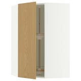 SEKTION Arm pared esquina+estante giratorio, blanco/Sinarp chapa de roble, 26x15x40 "