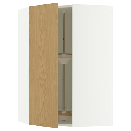 SEKTION Arm pared esquina+estante giratorio, blanco/Sinarp chapa de roble, 26x15x40 "