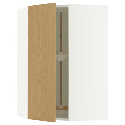 SEKTION Arm pared esquina+estante giratorio, blanco/Sinarp chapa de roble, 26x15x40 "