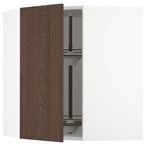 SEKTION Arm pared esquina+estante giratorio, blanco/Sinarp marrón, 26x15x30 "