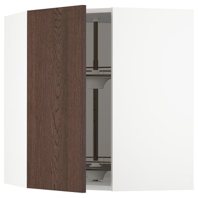 SEKTION Arm pared esquina+estante giratorio, blanco/Sinarp marrón, 26x15x30 "