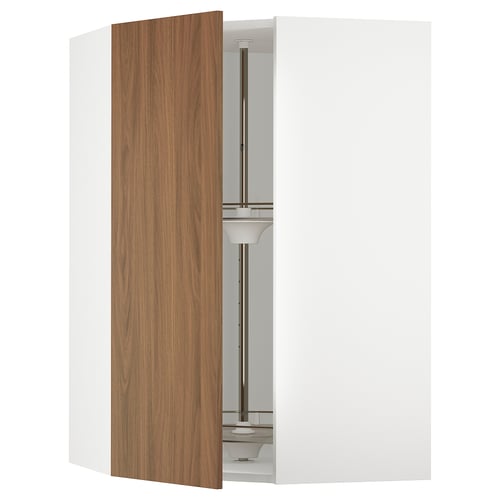SEKTION Arm pared esquina+estante giratorio, blanco/Tistorp efecto nogal marrón, 26x15x40 "