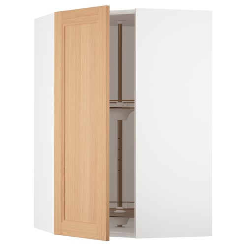 SEKTION Arm pared esquina+estante giratorio, blanco/Vedhamn roble, 26x15x40 "
