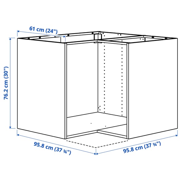 SEKTION Estructura gabinete bajo esquina, blanco, 38x24x30 "
