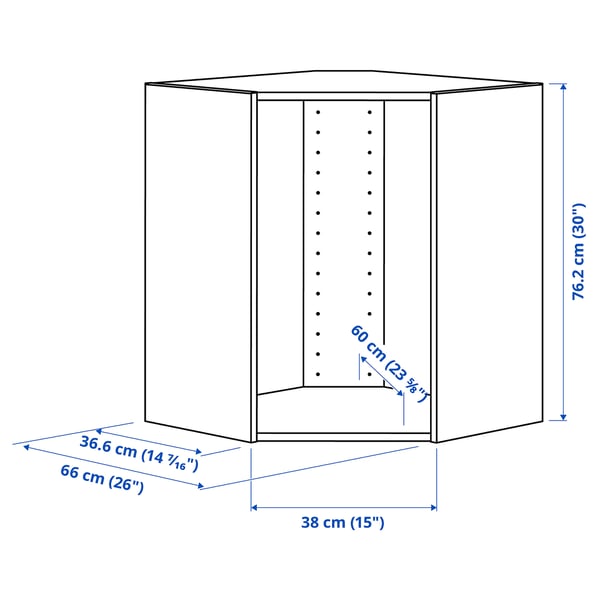 SEKTION Estructura gabinete pared esquina, blanco, 26x14 3/4x30 "
