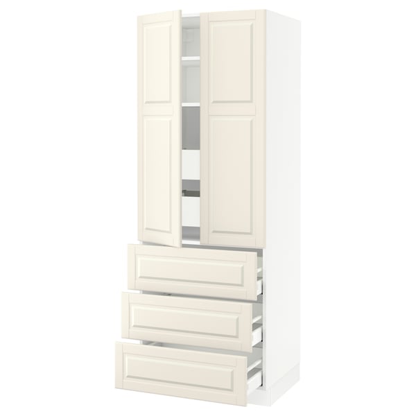 SEKTION Gabinete alto+2 prta/3 frnt/5 cjn, blanco/Bodbyn color hueso, 30x24x80 "