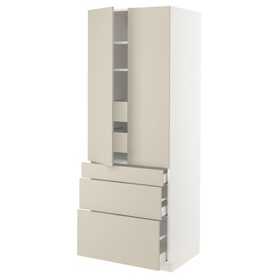 SEKTION Gabinete alto+2 prta/3 frnt/5 cjn, blanco/Havstorp beige, 30x24x80 "
