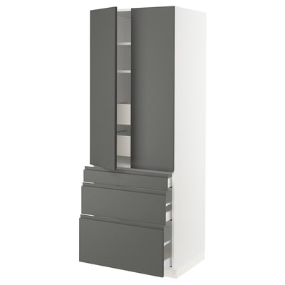 SEKTION Gabinete alto+2 prta/3 frnt/5 cjn, blanco/Voxtorp gris oscuro, 30x24x80 "