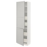 SEKTION Gabinete alto+2 prta/estantes/4 cjn, blanco Maximera/Lerhyttan gris claro, 24x15x80 "