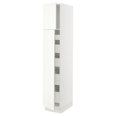 SEKTION Gabinete alto+2 prta/estantes/5 cjn, blanco/Vallstena blanco, 15x24x80 "