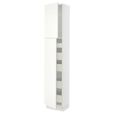SEKTION Gabinete alto+2 prta/estantes/5 cjn, blanco/Vallstena blanco, 18x15x90 "
