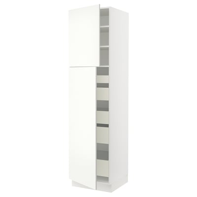 SEKTION Gabinete alto+2 prta/estantes/5 cjn, blanco/Vallstena blanco, 24x24x90 "