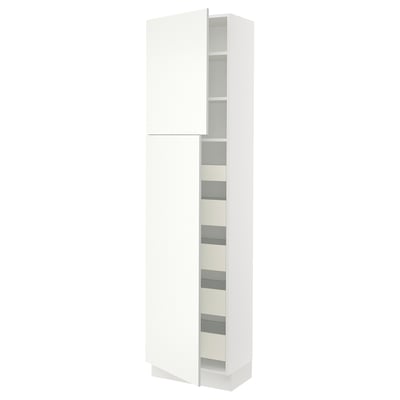 SEKTION Gabinete alto+2 prta/estantes/5 cjn, blanco/Vallstena blanco, 24x15x90 "