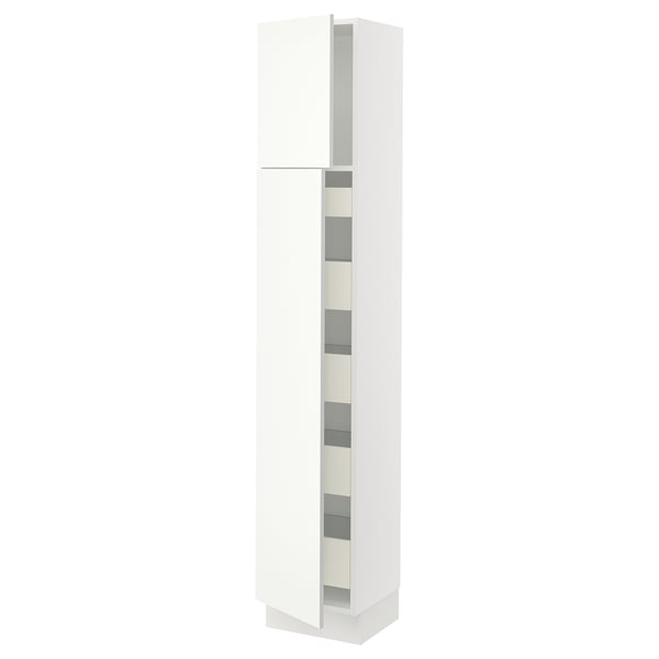 SEKTION Gabinete alto+2 prta/estantes/5 cjn, blanco/Vallstena blanco, 15x15x80 "