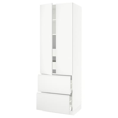 SEKTION Gabinete alto+2 puertas/2 frnt/4cjn, blanco/Voxtorp blanco mate, 30x24x90 "