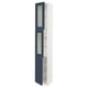SEKTION Gabinete alto+2 puertas vidrio/1 pt, blanco Axstad/mate azul, 15x15x90 "