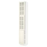 SEKTION Gabinete alto+2 puertas vidrio/1 pt, blanco/Bodbyn color hueso, 15x15x90 "