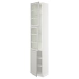 SEKTION Gabinete alto+2 puertas vidrio/1 pt, blanco/Lerhyttan gris claro, 18x15x90 "