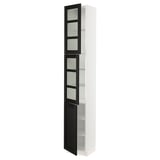 SEKTION Gabinete alto+2 puertas vidrio/1 pt, blanco/Lerhyttan teñido en negro, 15x15x90 "