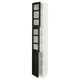 SEKTION Gabinete alto+2 puertas vidrio/1 pt, blanco/Lerhyttan teñido en negro, 15x15x90 "