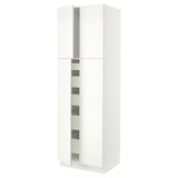 SEKTION Gabinete alto+4 puertas vidrio/5 cj, blanco/Vallstena blanco, 30x24x90 "