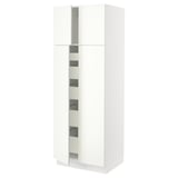 SEKTION Gabinete alto+4 puertas vidrio/5 cj, blanco/Vallstena blanco, 30x24x80 "