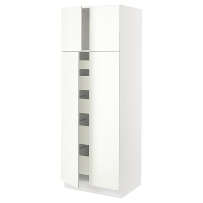 SEKTION Gabinete alto+4 puertas vidrio/5 cj, blanco/Vallstena blanco, 30x24x80 "