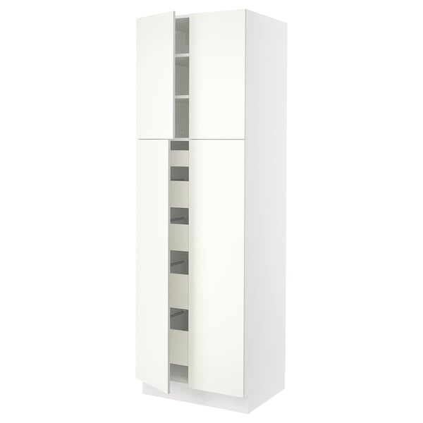 SEKTION Gabinete alto+4 puertas vidrio/5 cj, blanco/Vallstena blanco, 30x24x90 "