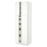 SEKTION Gabinete alto+4 puertas vidrio/5 cj, blanco/Vallstena blanco, 30x24x90 "
