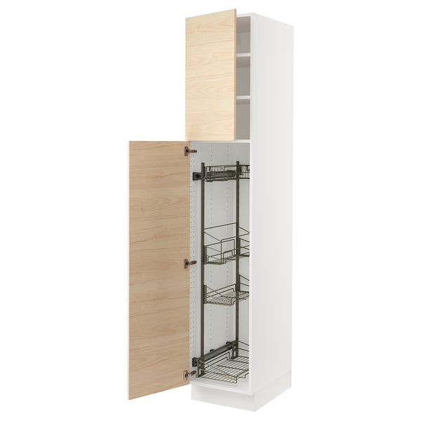 SEKTION Gabinete alto/accsr int extraíbles, blanco/Askersund efecto de fresno claro, 18x24x90 "