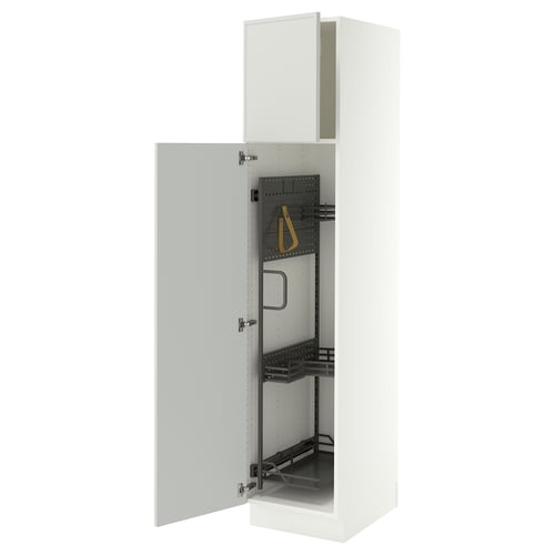 SEKTION Gabinete alto/accsr int extraíbles, blanco/Aspudden gris claro, 18x24x80 "