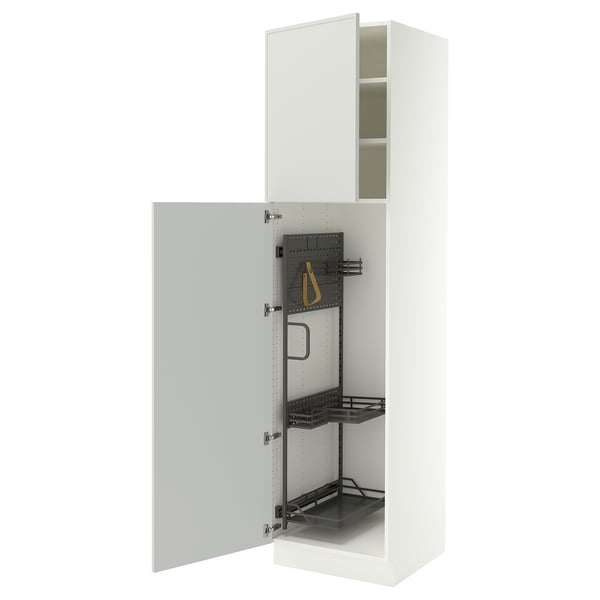 SEKTION Gabinete alto/accsr int extraíbles, blanco/Aspudden gris claro, 24x24x90 "