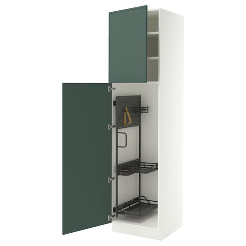 SEKTION Gabinete alto/accsr int extraíbles, blanco/Aspudden gris verdoso oscuro, 24x24x90 "