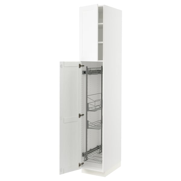 SEKTION Gabinete alto/accsr int extraíbles, blanco Enköping/blanco efecto madera, 15x24x90 "
