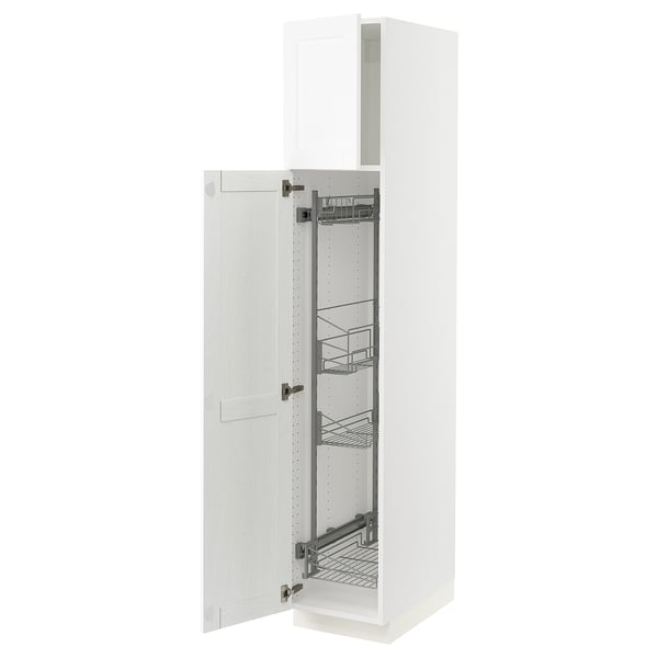 SEKTION Gabinete alto/accsr int extraíbles, blanco Enköping/blanco efecto madera, 15x24x80 "