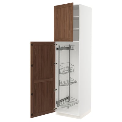 SEKTION Gabinete alto/accsr int extraíbles, blanco Enköping/marrón efecto de nogal, 24x24x90 "