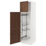 SEKTION Gabinete alto/accsr int extraíbles, blanco Enköping/marrón efecto de nogal, 24x24x80 "