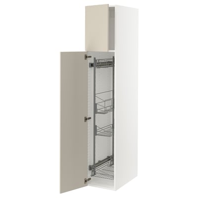 SEKTION Gabinete alto/accsr int extraíbles, blanco/Havstorp beige, 15x24x80 "